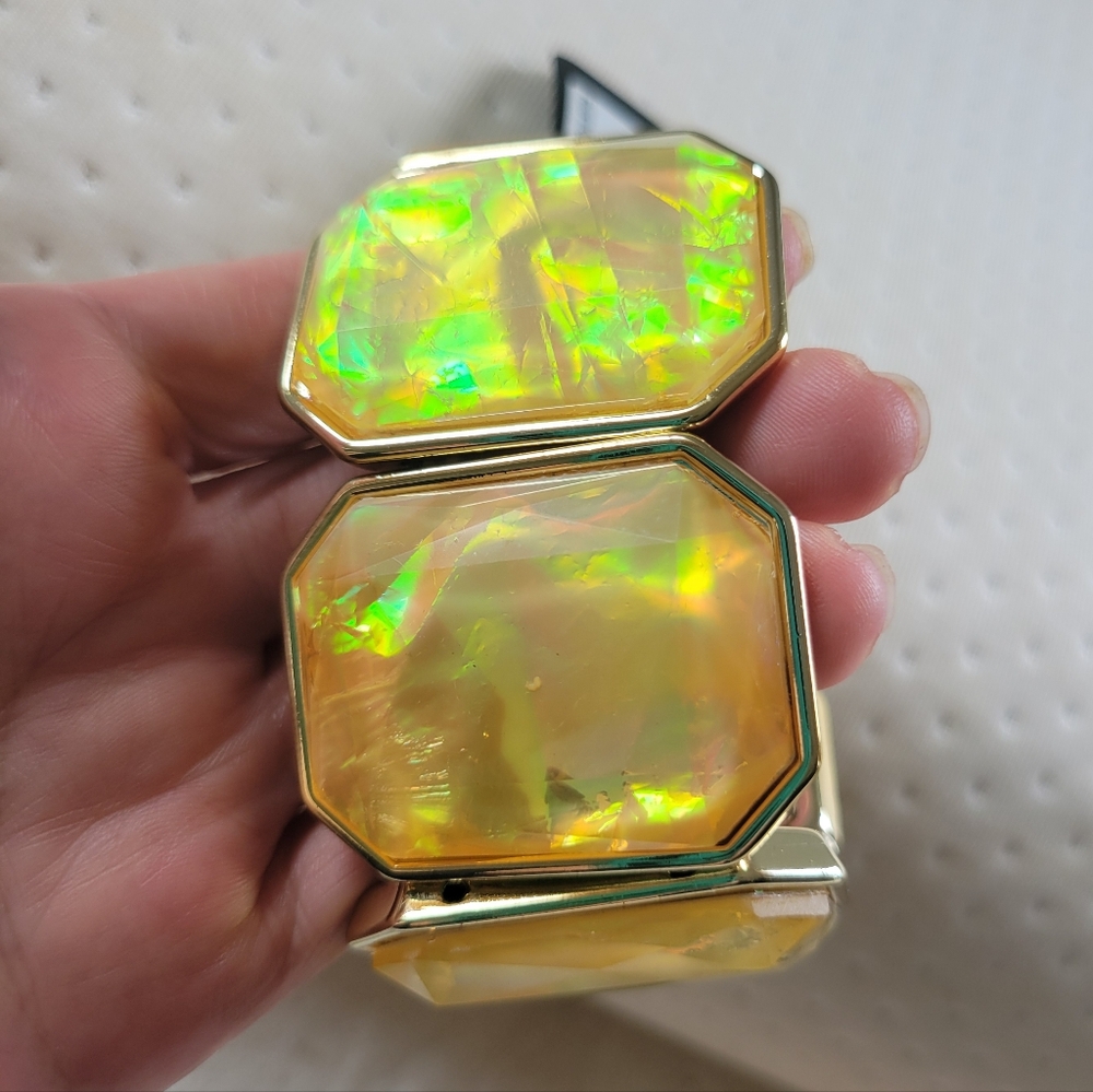 Opal Piedra Pulsera | NWT Vibrant Gold/Yellow Chunky Stretch Cuff Bracelet - Picture 7 of 7